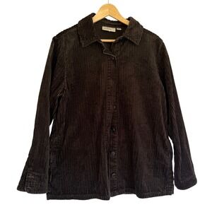 Studio Works Black Corduroy Shirt Jacket Womens Large Cotton Shacket